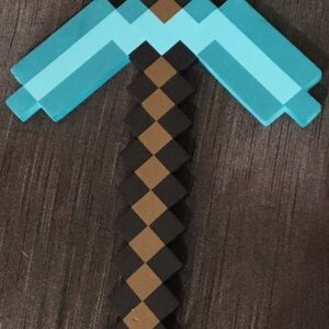 Pixelated Blue and Brown Pickaxe Accessory Minecraft